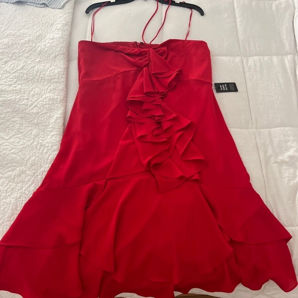 Elegant Red Ruffle Dress